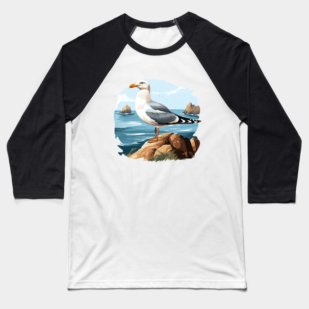 Cute Seagull Baseball T-Shirt by zooleisurelife